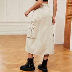 Vintage Women Cargo Skirts Y2K Streetwear A-Line Skirt
