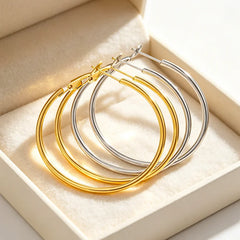 6 Pairs 316L Stainless Steel Hoop Earrings Gold Silver Hoops