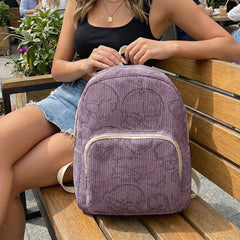 Gothic Skull Allover Print Women Fashion Backpack Corduroy Multi-pocket  Bag