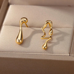 Fashion Asymmetric Piercing Earrings for Women Stainless Steel Earrings