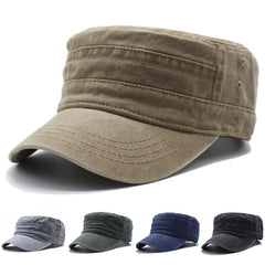 Fashion Washed Cotton Flat Top Cap Adjustable Outdoor Sun Caps
