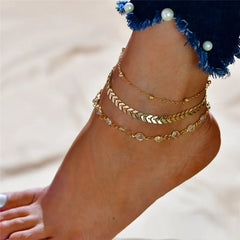 Modyle New Fashion Bohemian Simulated Pearl Chain Wedding Anklet
