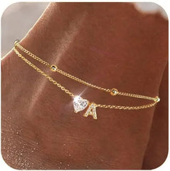 Waterproof CZ Ankle Bracelets for Women Heart Anklets Chain Beach Jewelry