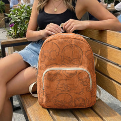Gothic Skull Allover Print Women Fashion Backpack Corduroy Multi-pocket  Bag