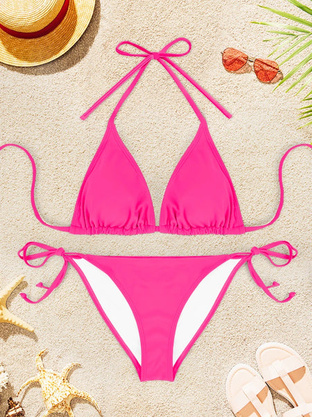 Bikini Swimsuit For Women Solid Color Swimwear Beachwear