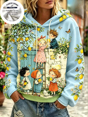 Women Fleece Hoodie Watercolor Fairy Long Sleeve Pullover