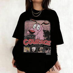 Vintage Courage The Cowardly Dog Cartoon Print Short Sleeve T-Shirt