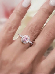 925 Sterling Silve Fashion Delicate Sweet Pink Zircon Ring For Women