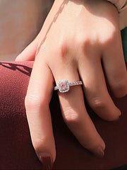925 Sterling Silve Fashion Delicate Sweet Pink Zircon Ring For Women