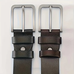 Men's Synthetic Leather Belt with Vintage Square Alloy Buckle Vintage Belts