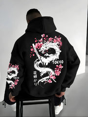 Men Women Anime Dragon Sakura Print Hoodie Sweatshirt Clothing