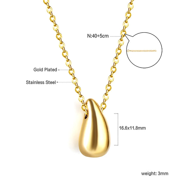 Simple Fashion Gold-plated Drop Pendant Necklace For Girls Jewelry