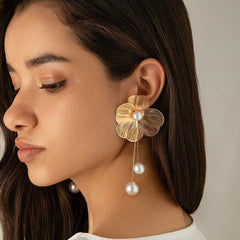 Romantic Flower Petal Long Tassel Drop Earrings for Women Trend