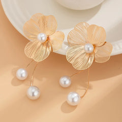 Romantic Flower Petal Long Tassel Drop Earrings for Women Trend