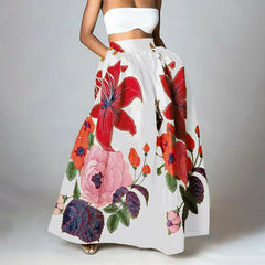 Bohemian Women Long Skirt Large Swing High Waist  A-Line Skirt