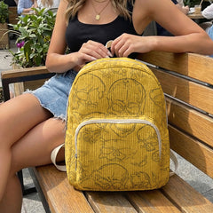 Gothic Skull Allover Print Women Fashion Backpack Corduroy Multi-pocket  Bag