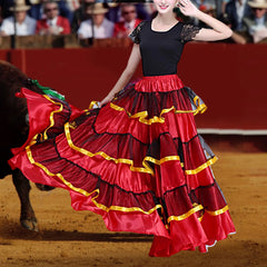 Womens Spanish Bull Dance Skirt Belly Dance Skirt Large Swing Skirt