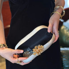 Shoulder Bag For Women Acrylic Alloy Flower Shell Bag Ladies Fashion