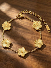 3pcs 18K Gold Plated 304 Stainless Steel Women's Clover Bracelet