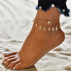Modyle New Fashion Bohemian Simulated Pearl Chain Wedding Anklet