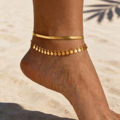 Anklet Set Layered for Women 18K Gold Plated Stainless Steel Jewelry