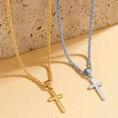 Vintage Cross Necklace for Men Women Stainless Steel Pendant