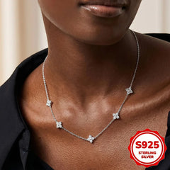 Dainty Lucky Leaf Necklace for Women 925 Sterling Silver 14K Gold