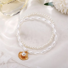 Modyle New Fashion Bohemian Simulated Pearl Chain Wedding Anklet