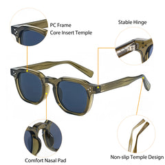 Fashion Men Sunglasses Small Frame Square Personalized Sun Glasses