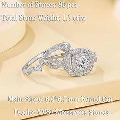 Newshe Wedding Ring Set for Women Solid 925 Luxury Bridal Rings