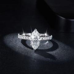 New 925 Sterling Silver 5CT Moissanite Horse Eye Ring Set for Women
