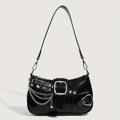 Y2K Punk Shoulder Bag For Women Retro Chain Rivet Underarm Handbag