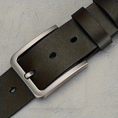 Men's Synthetic Leather Belt with Vintage Square Alloy Buckle Vintage Belts