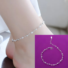 Silver Color Mosubi Zircon Anklet For Women Girl Simplicity Jewelry