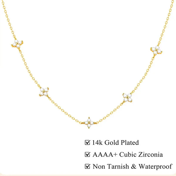 Dainty Lucky Leaf Necklace for Women 925 Sterling Silver 14K Gold