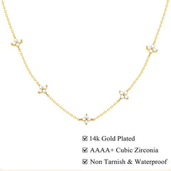 Dainty Lucky Leaf Necklace for Women 925 Sterling Silver 14K Gold