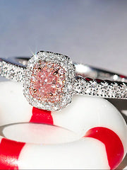 925 Sterling Silve Fashion Delicate Sweet Pink Zircon Ring For Women