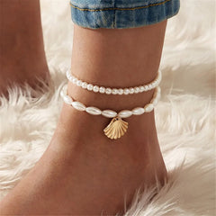 Modyle New Fashion Bohemian Simulated Pearl Chain Wedding Anklet