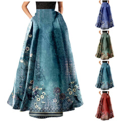 Summer Bohemian Print Long Female Beach Maxi Skirts Faldas