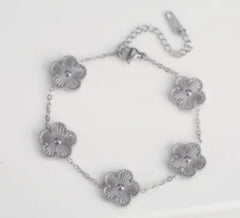 3pcs 18K Gold Plated 304 Stainless Steel Women's Clover Bracelet