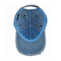 Unisex High Quality Vintage New York NY Denim Baseball Cap with Distressed