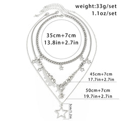 IngeSight Z Multilayer Metal CCB Beads Star Pendant Necklace Women
