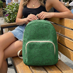 Gothic Skull Allover Print Women Fashion Backpack Corduroy Multi-pocket  Bag