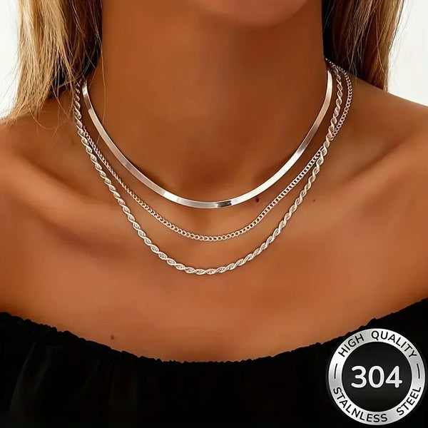 Stainless Steel High-Quality Minimalist Light Luxury Three-Layer Necklace