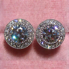 Huitan Delicate Small Round Stud Earrings Women Fashion Jewelry