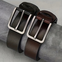 Men's Synthetic Leather Belt with Vintage Square Alloy Buckle Vintage Belts
