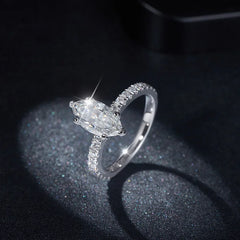 New 925 Sterling Silver 5CT Moissanite Horse Eye Ring Set for Women
