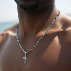Vintage Cross Necklace for Men Women Stainless Steel Pendant
