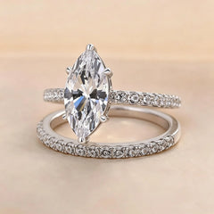 New 925 Sterling Silver 5CT Moissanite Horse Eye Ring Set for Women