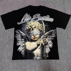 2026 new Street mixed fashion angel print short-sleeved T-shirt